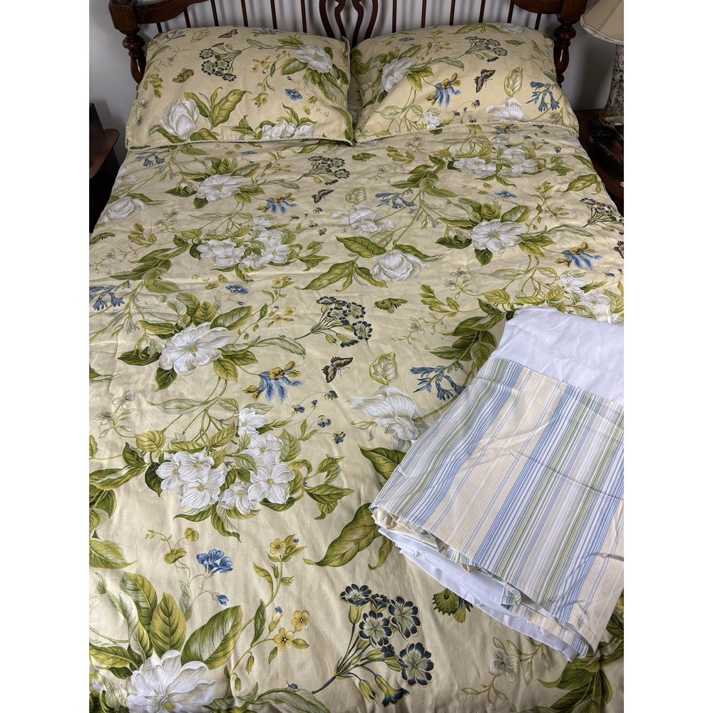 Waverly Williamsburg Queen Comforter Shams Bed Skirt Magnolia Reversible Cottage